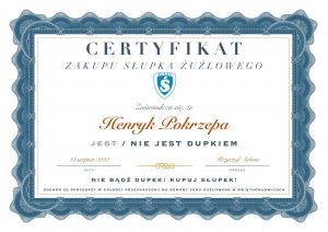 certyfikat za słupek